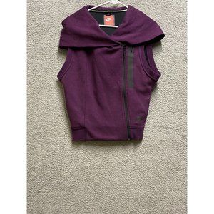Nike Women's Tech Fleece Sleeveless Hoodie Zip Front Vest Mulberry Size XS